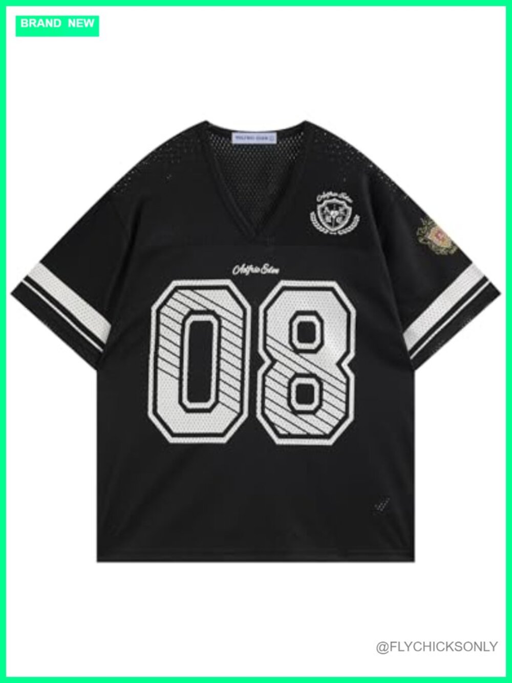 Oversized V Neck Graphic Jersey Tee Y2k Streetwear Number T Shirt